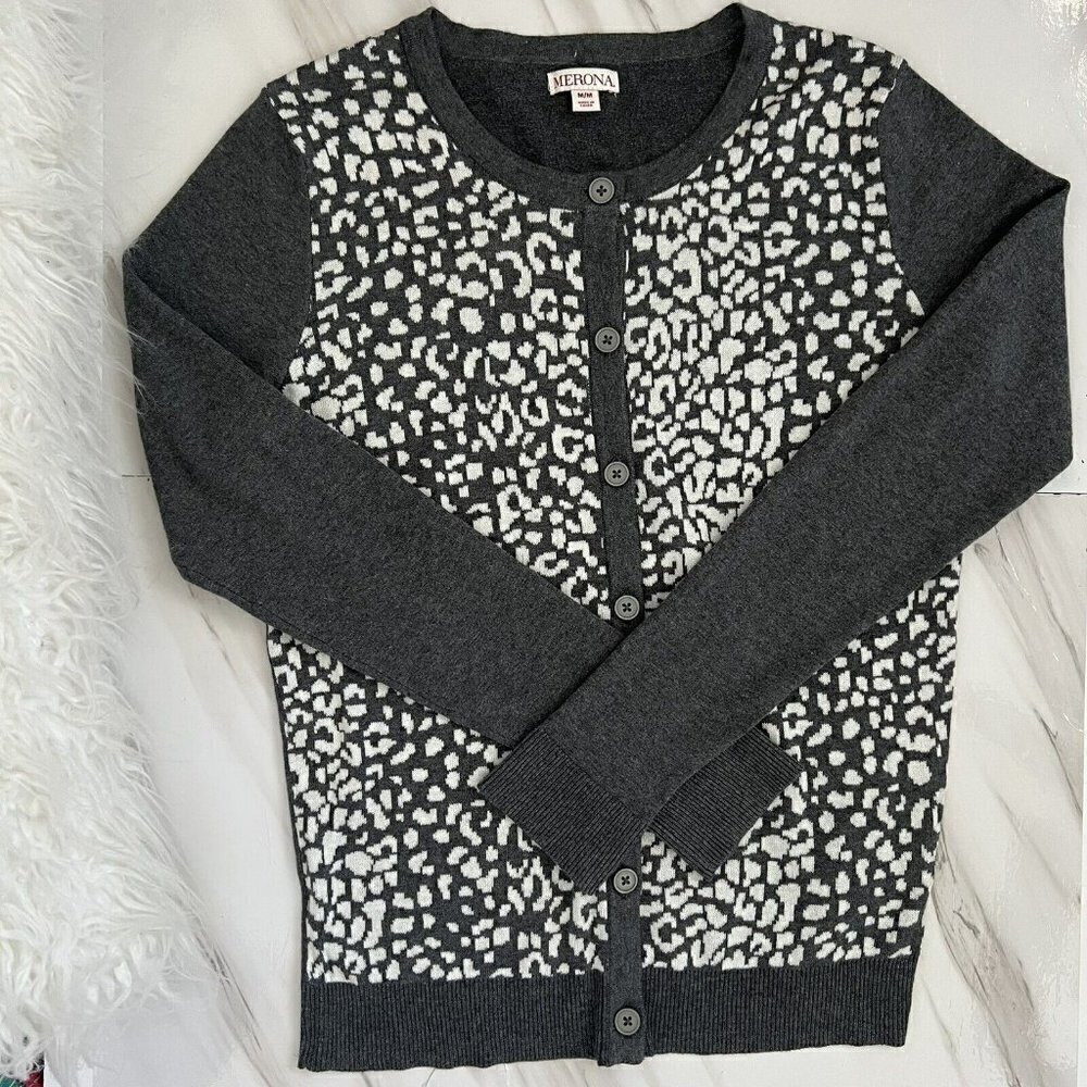 Office buttons Cardigan Sweater dark gray MEDIUM - Picture 5 of 15